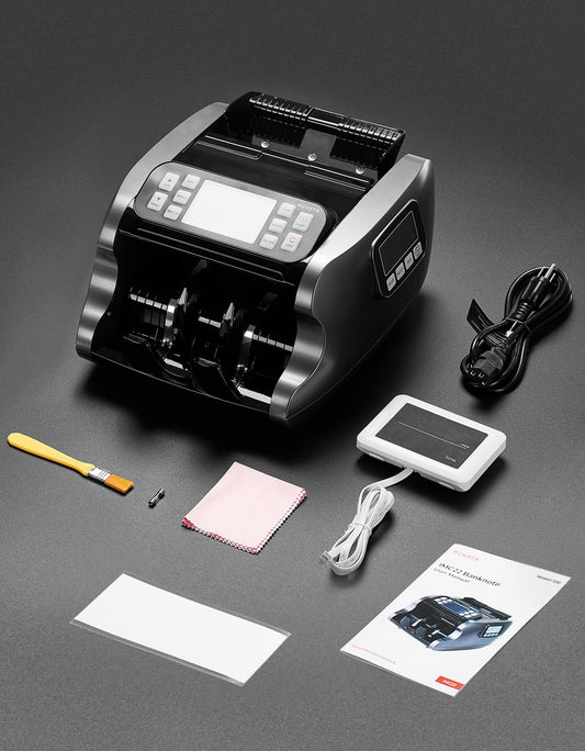 MUNBYN IMC22 Geldzählmaschine für gemischte Stückelungen, CIS/UV/IR/MG Prüfung, Dual-Display, EUR/USD/GBP.