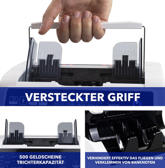 Jubula MV-500 Geldzählmaschine, gemischte Scheine, 2CIS/UV/MG/IR Prüfung, für EUR/USD/GBP/SEK/CHF.